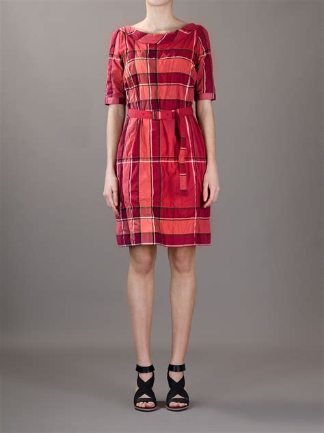 burberry classic plaid trench dress|Burberry brit sleeveless print dress.